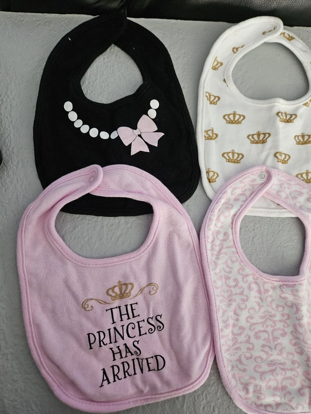 Baby Girls Pink and Black Bib Set - 8-Pack